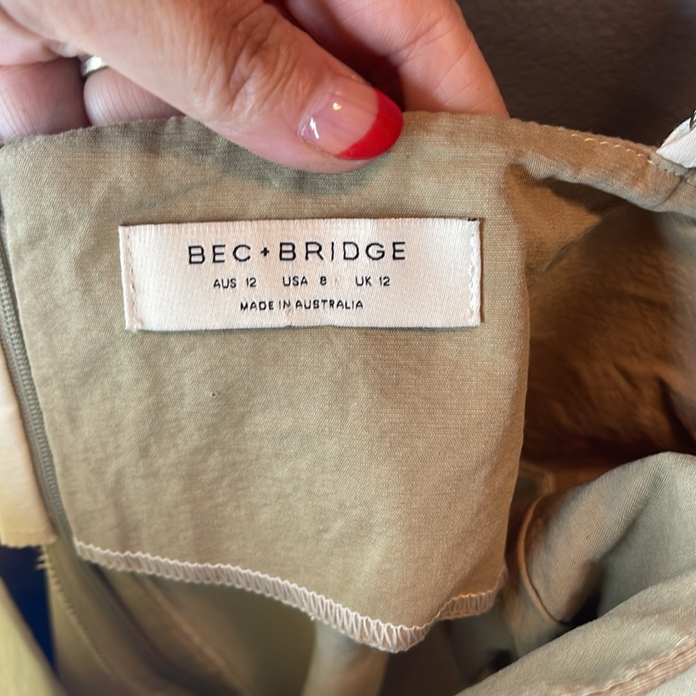 BEC & BRIDGE Artie Mini Dress Tan/White Size 8 - Picture 4 of 5